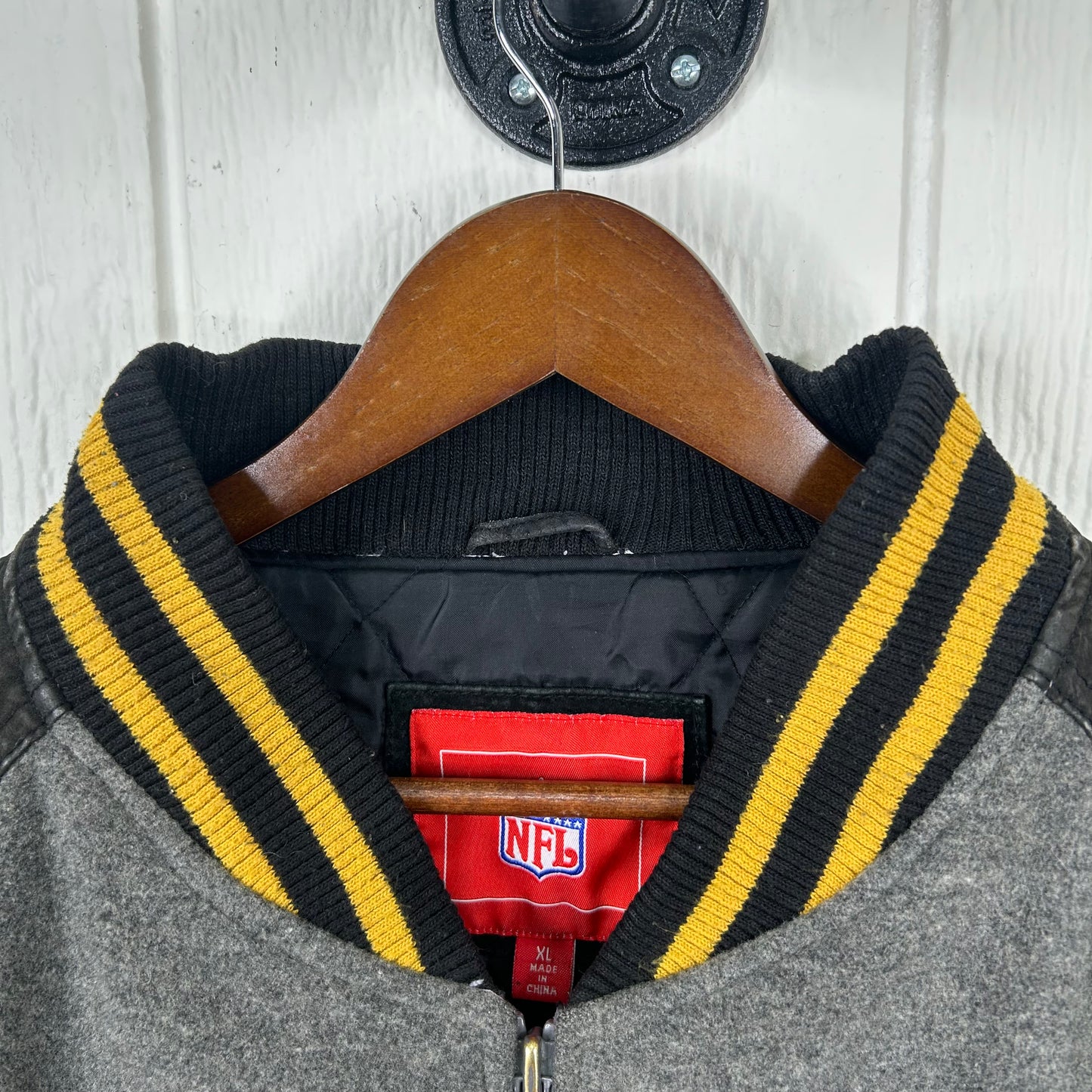 Y2K Pittsburgh Steelers NFL Zip-Up Wool Bomber Jacket (XL)