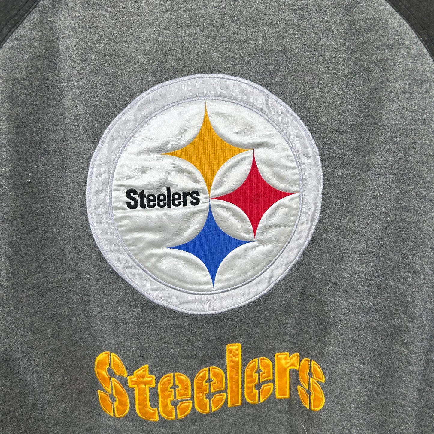 Y2K Pittsburgh Steelers NFL Zip-Up Wool Bomber Jacket (XL)
