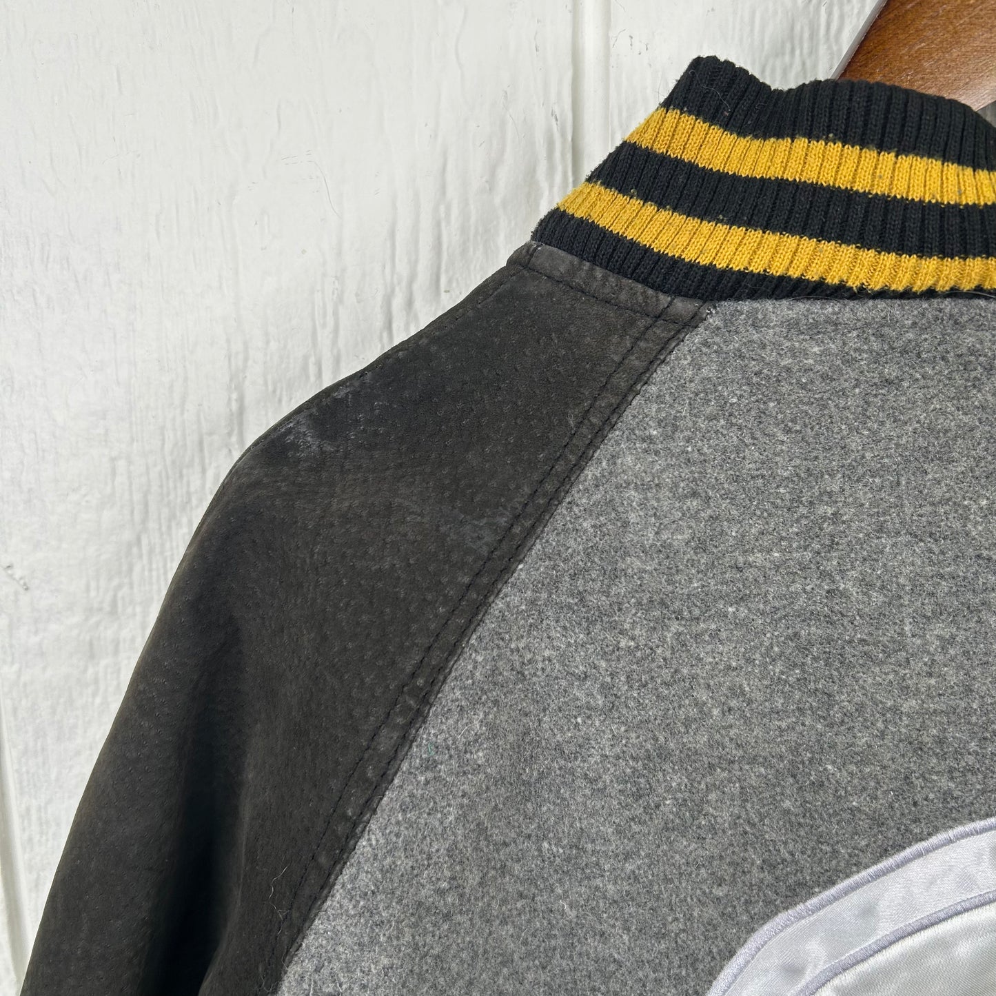 Y2K Pittsburgh Steelers NFL Zip-Up Wool Bomber Jacket (XL)