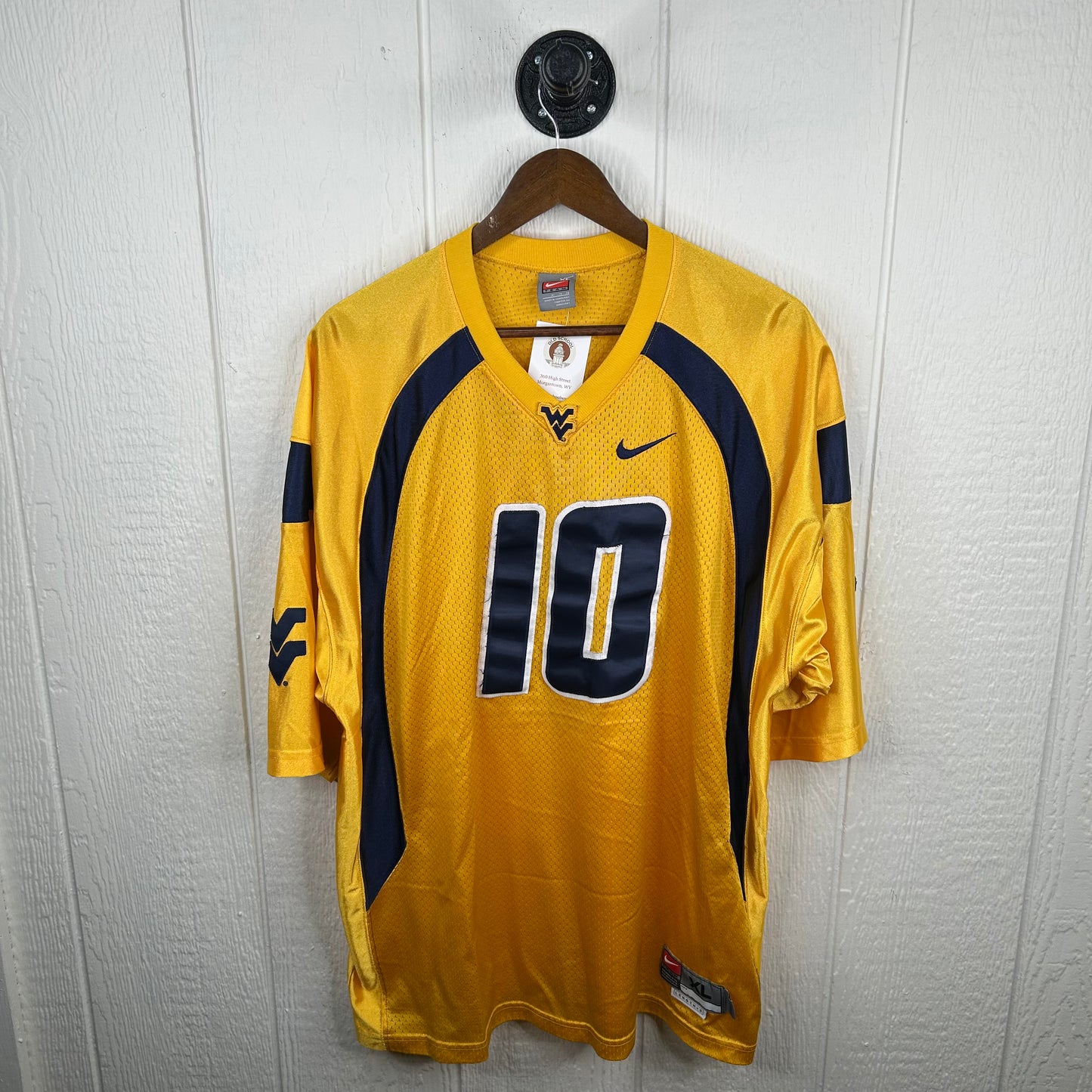 Y2K WVU Number 10 Gold Nike Football Jersey (XL)