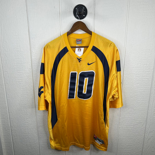 Y2K WVU Number 10 Gold Nike Football Jersey (XL)