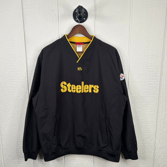 Y2K Pittsburgh Steelers NFL V-Neck Windbreaker (M)