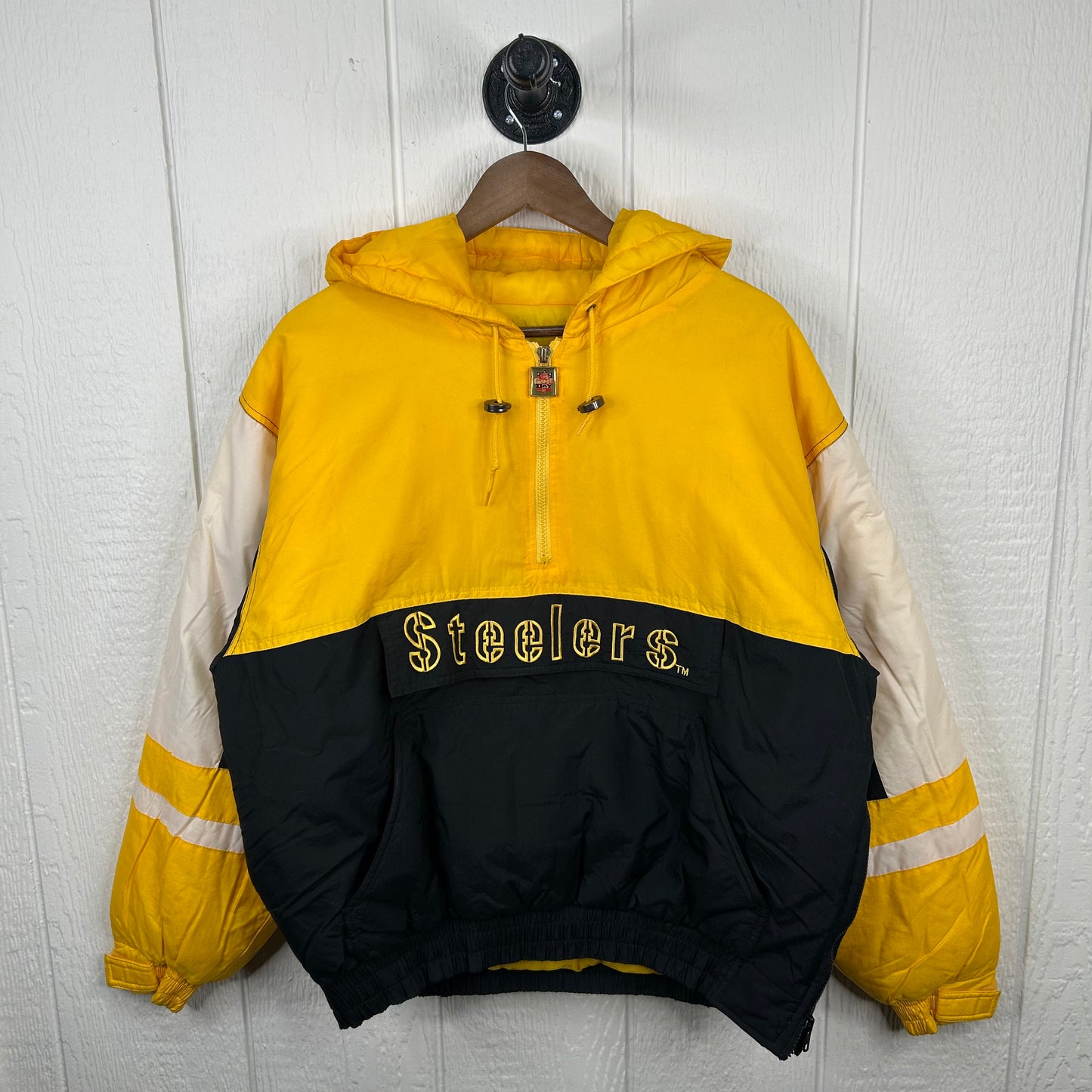 Vintage 90's Pittsburgh Steelers NFL Game Day Quarter-Zip Puffer Jacket (L)
