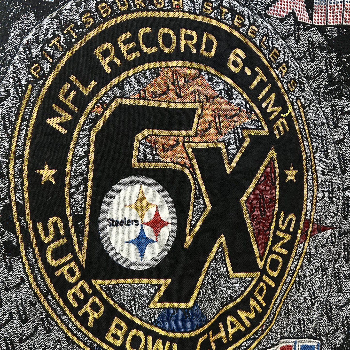 Y2K Pittsburgh Steeler First To Six Super Bowl Champions Knit Blanket