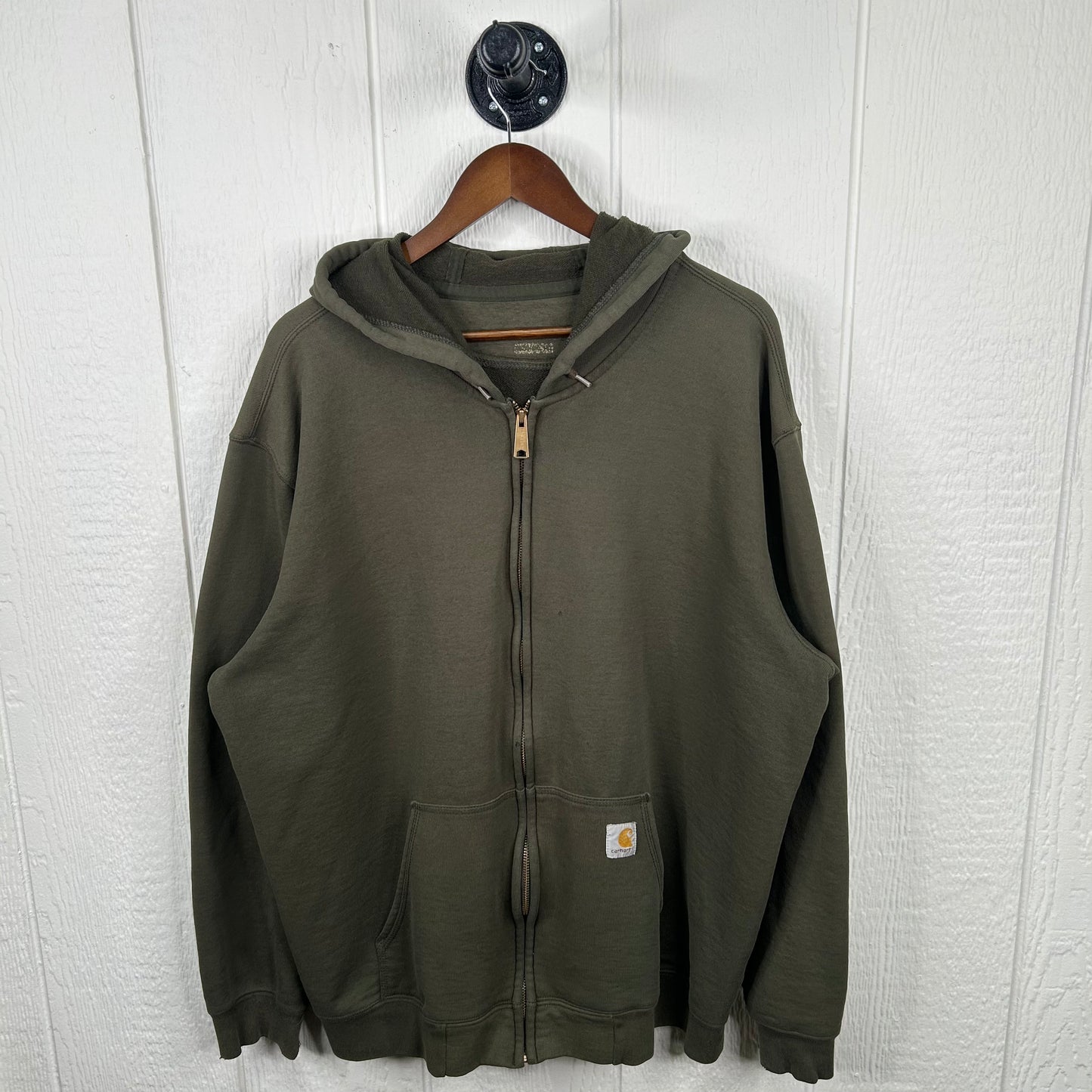 Y2K Forest Green Full-Zip Carhartt Hooded Jacket (XL)