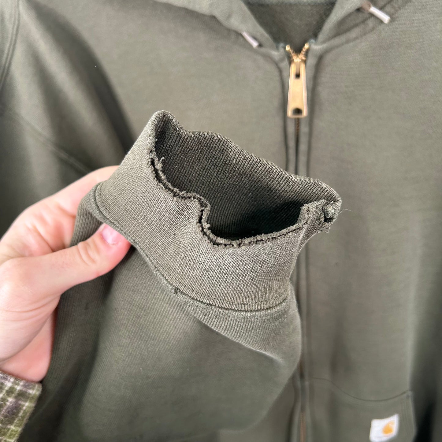 Y2K Forest Green Full-Zip Carhartt Hooded Jacket (XL)