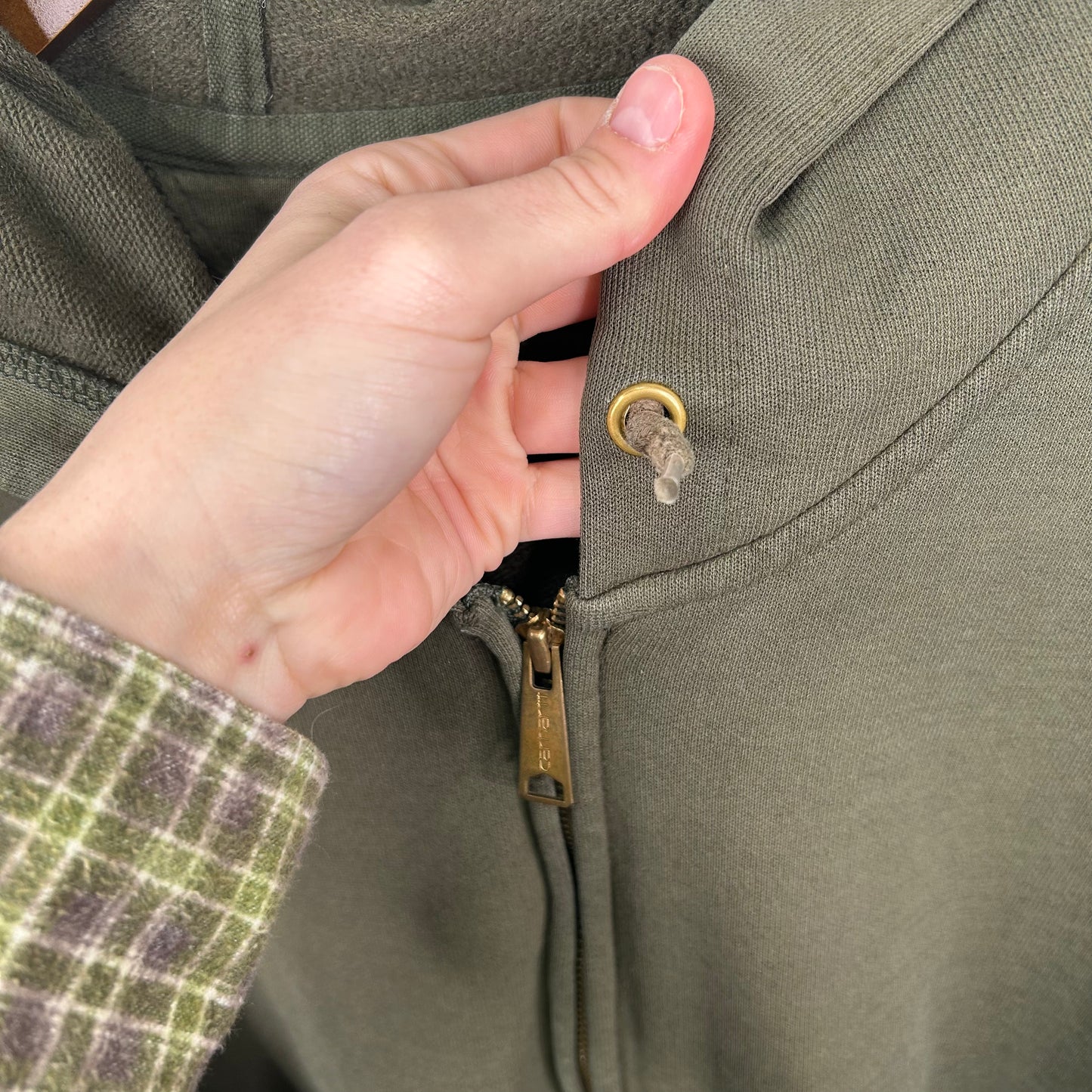 Y2K Forest Green Full-Zip Carhartt Hooded Jacket (XL)