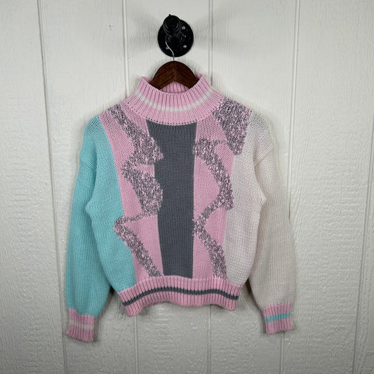 Vintage 80's Pastel Knit Mock Neck Sweater (S)