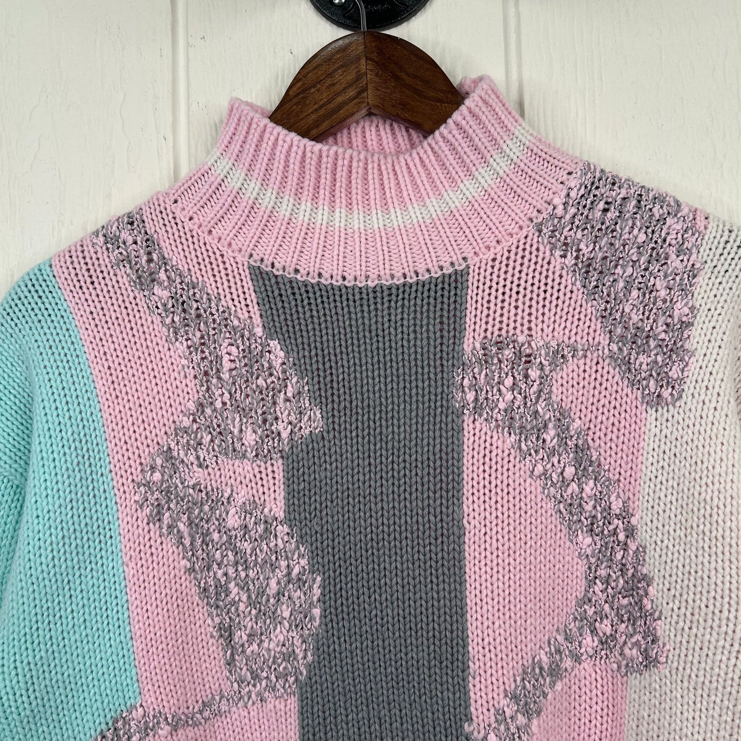 Vintage 80's Pastel Knit Mock Neck Sweater (S)