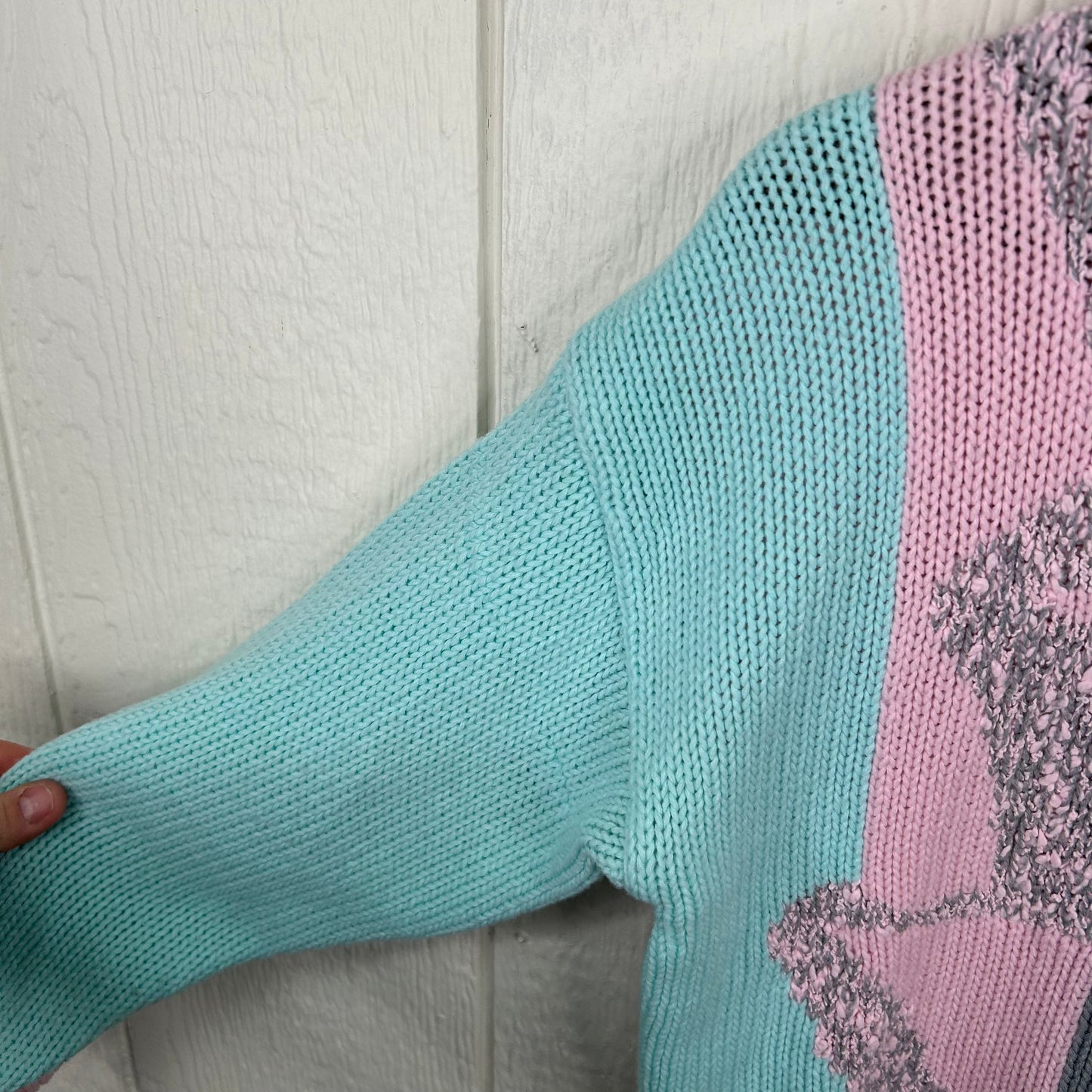 Vintage 80's Pastel Knit Mock Neck Sweater (S)