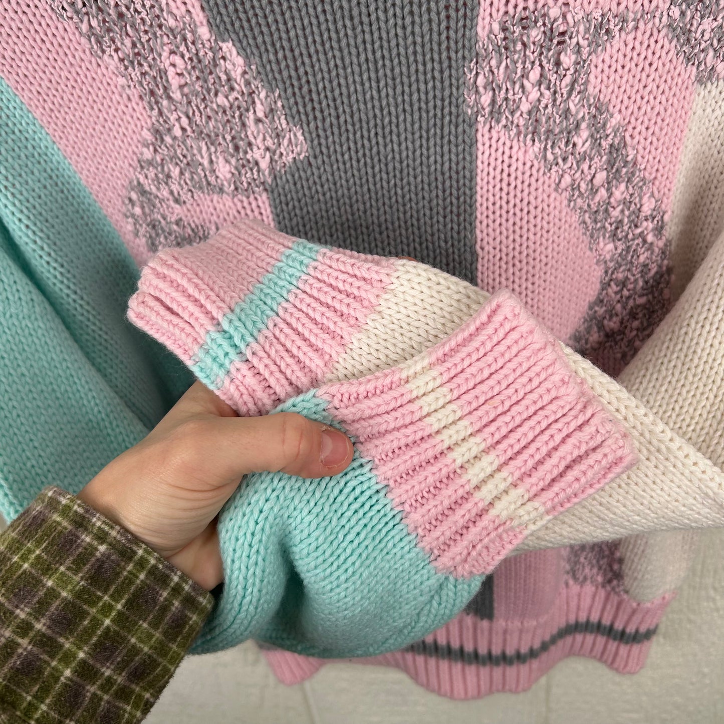 Vintage 80's Pastel Knit Mock Neck Sweater (S)