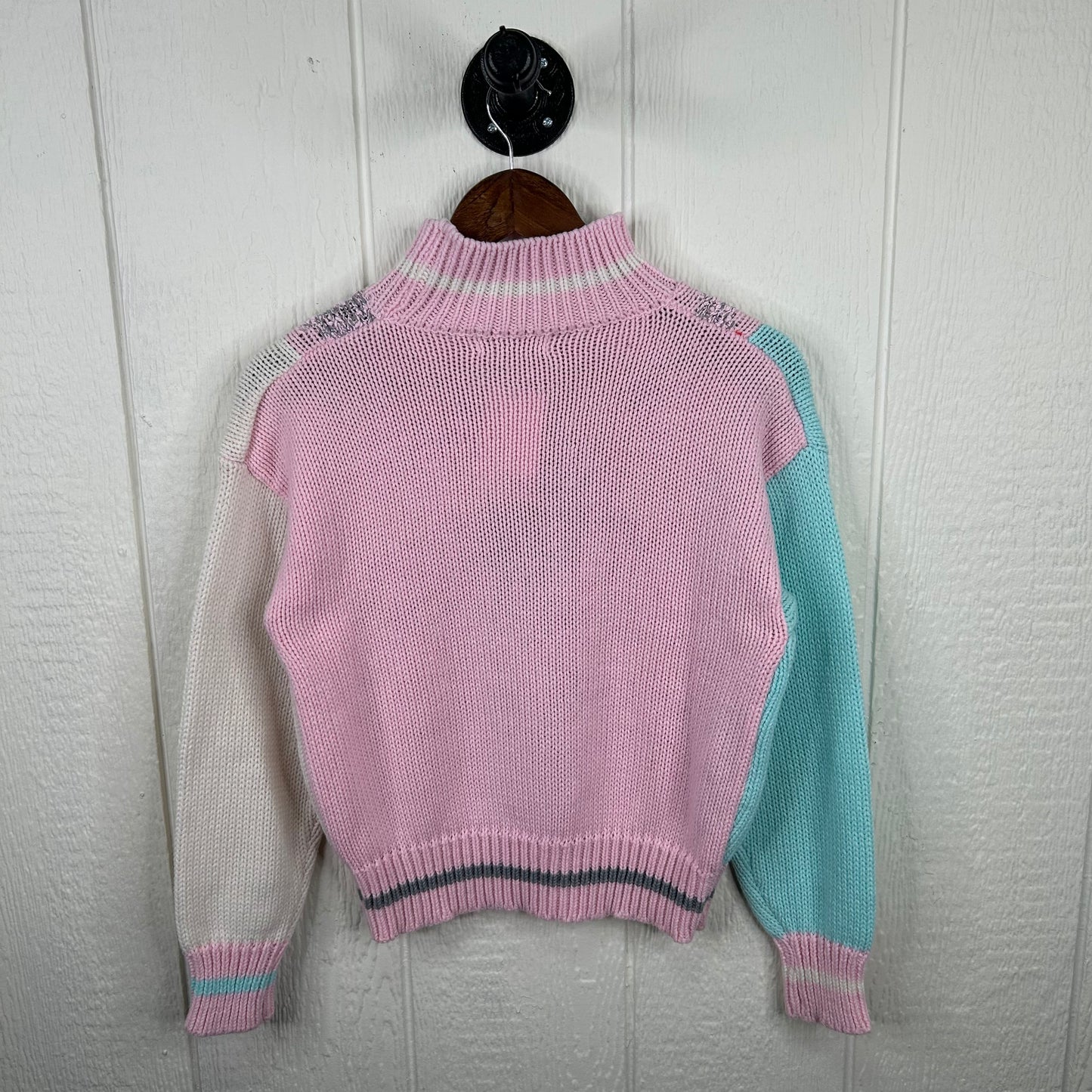 Vintage 80's Pastel Knit Mock Neck Sweater (S)
