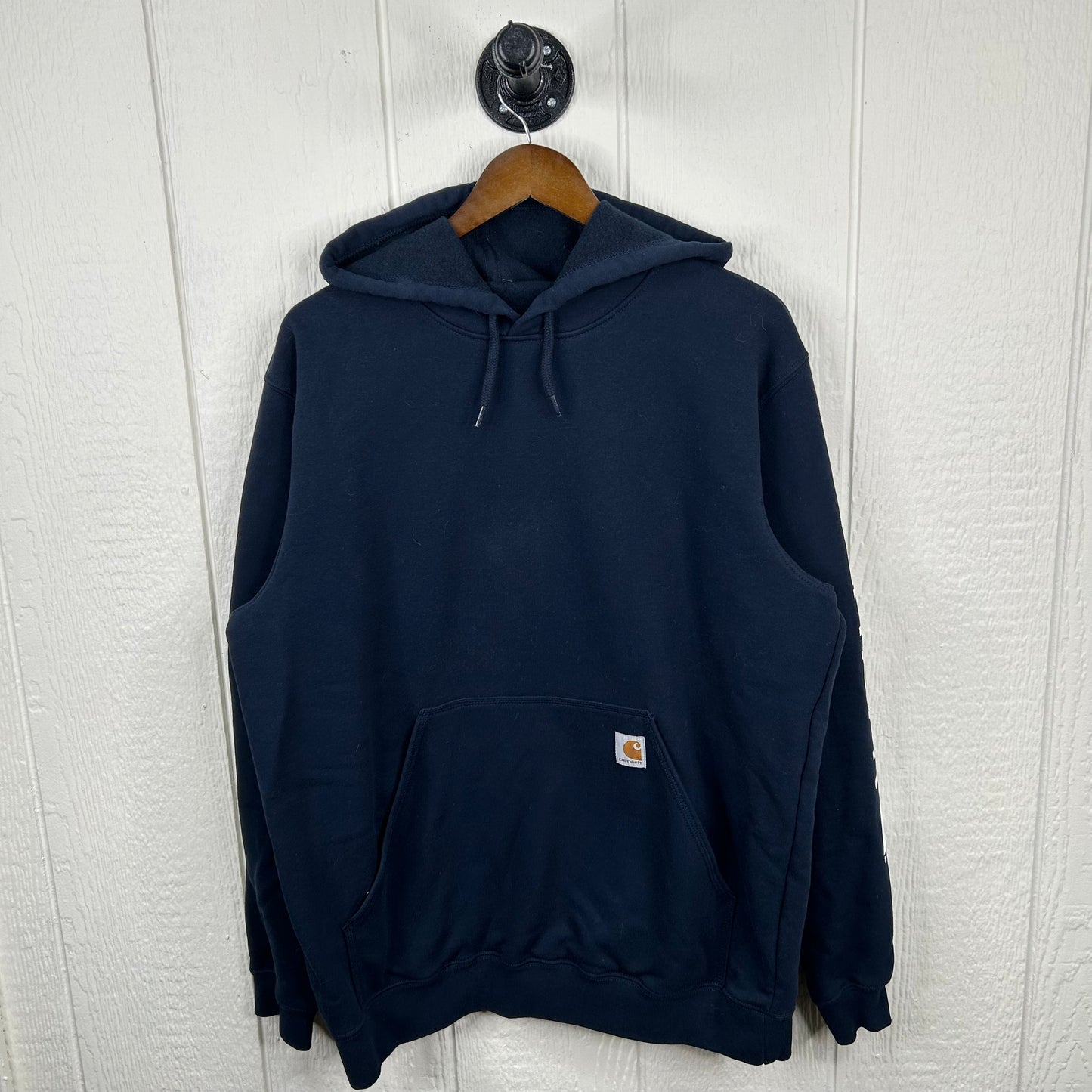 Y2K Navy Sleeve Hit Carhartt Hoodie (L)