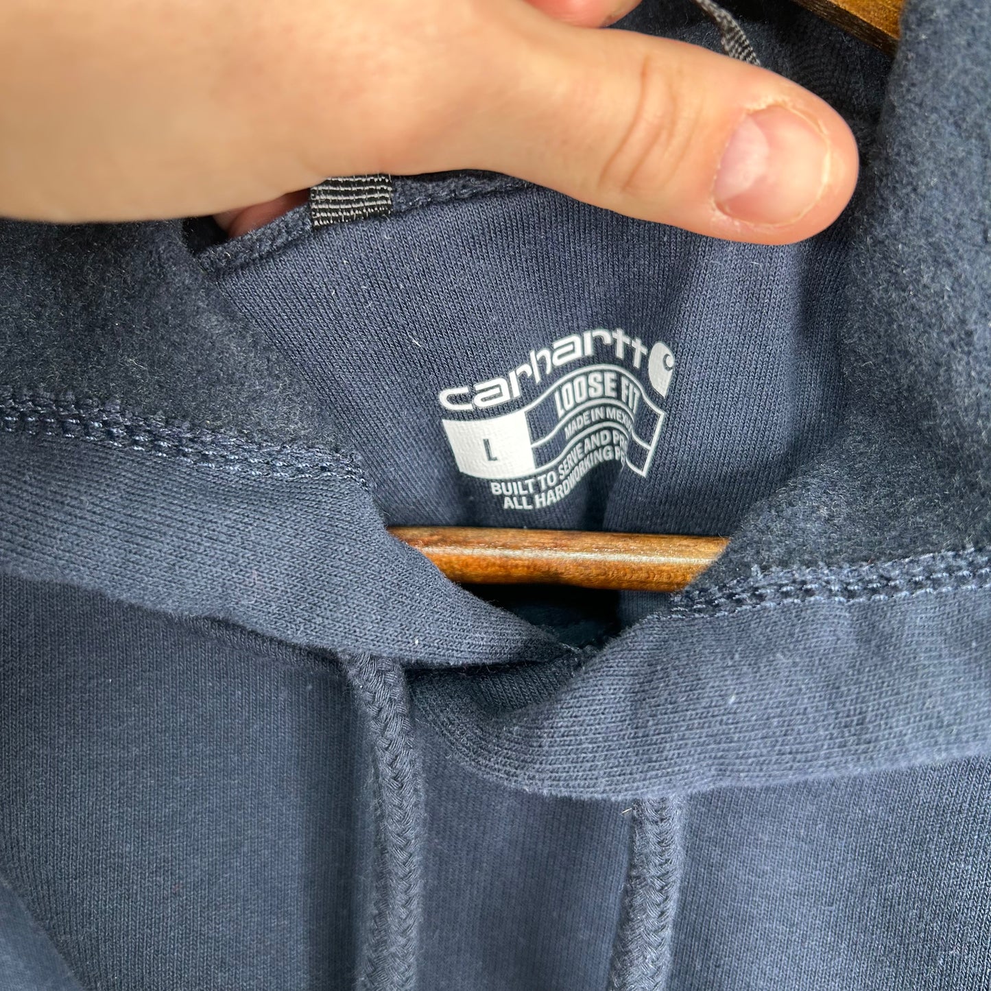 Y2K Navy Sleeve Hit Carhartt Hoodie (L)