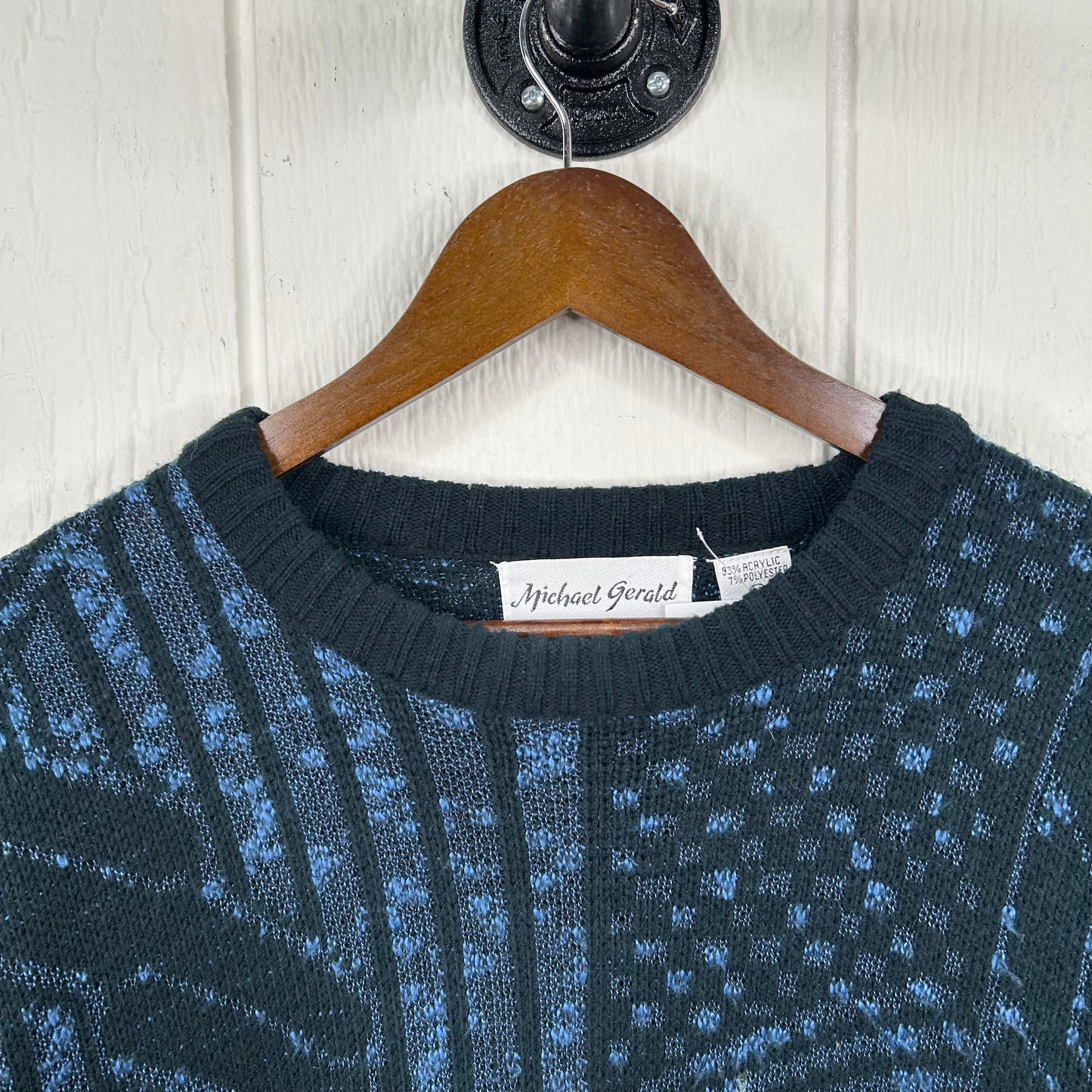 Vintage 90's Navy & Black Knit Sweater (M)