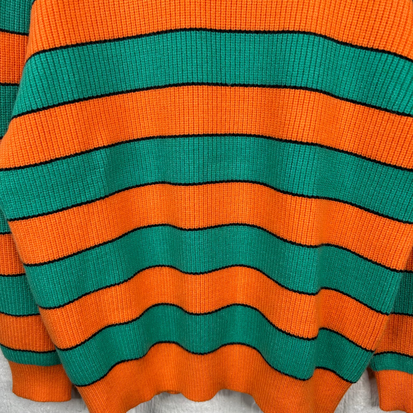 Vintage 90's Tight-Knit Green & Orange Soft Sweater (S)