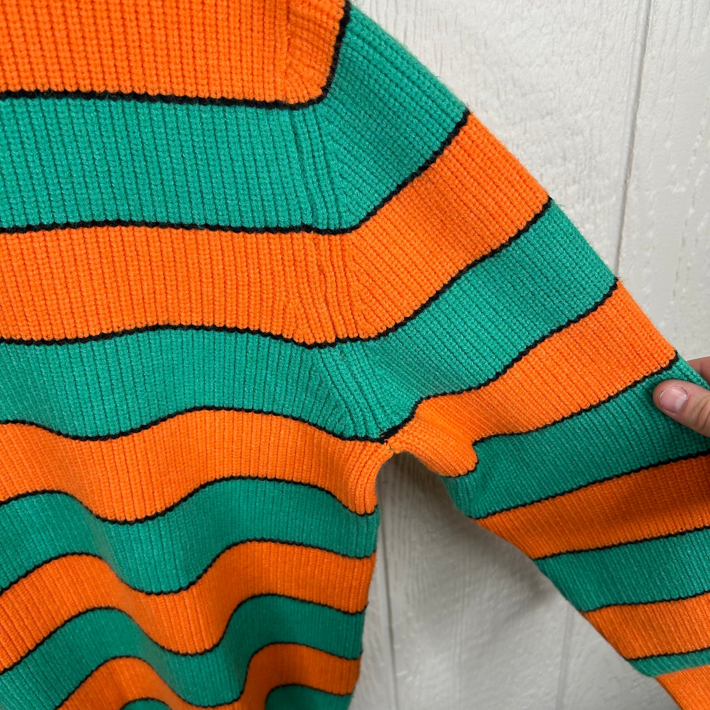Vintage 90's Tight-Knit Green & Orange Soft Sweater (S)