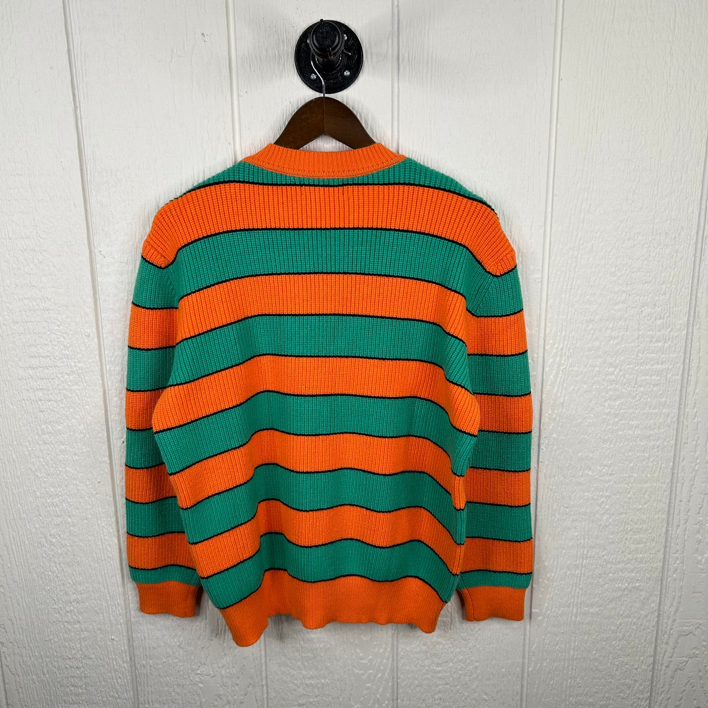 Vintage 90's Tight-Knit Green & Orange Soft Sweater (S)