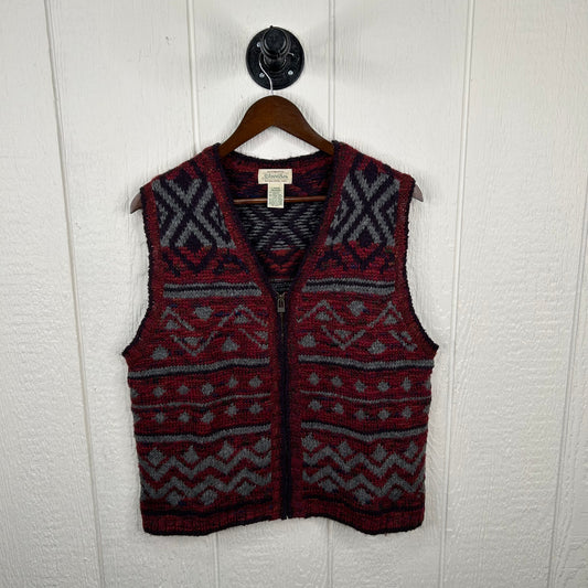 Vintage Aztec Style Zip-Up Sweater Vest (L)