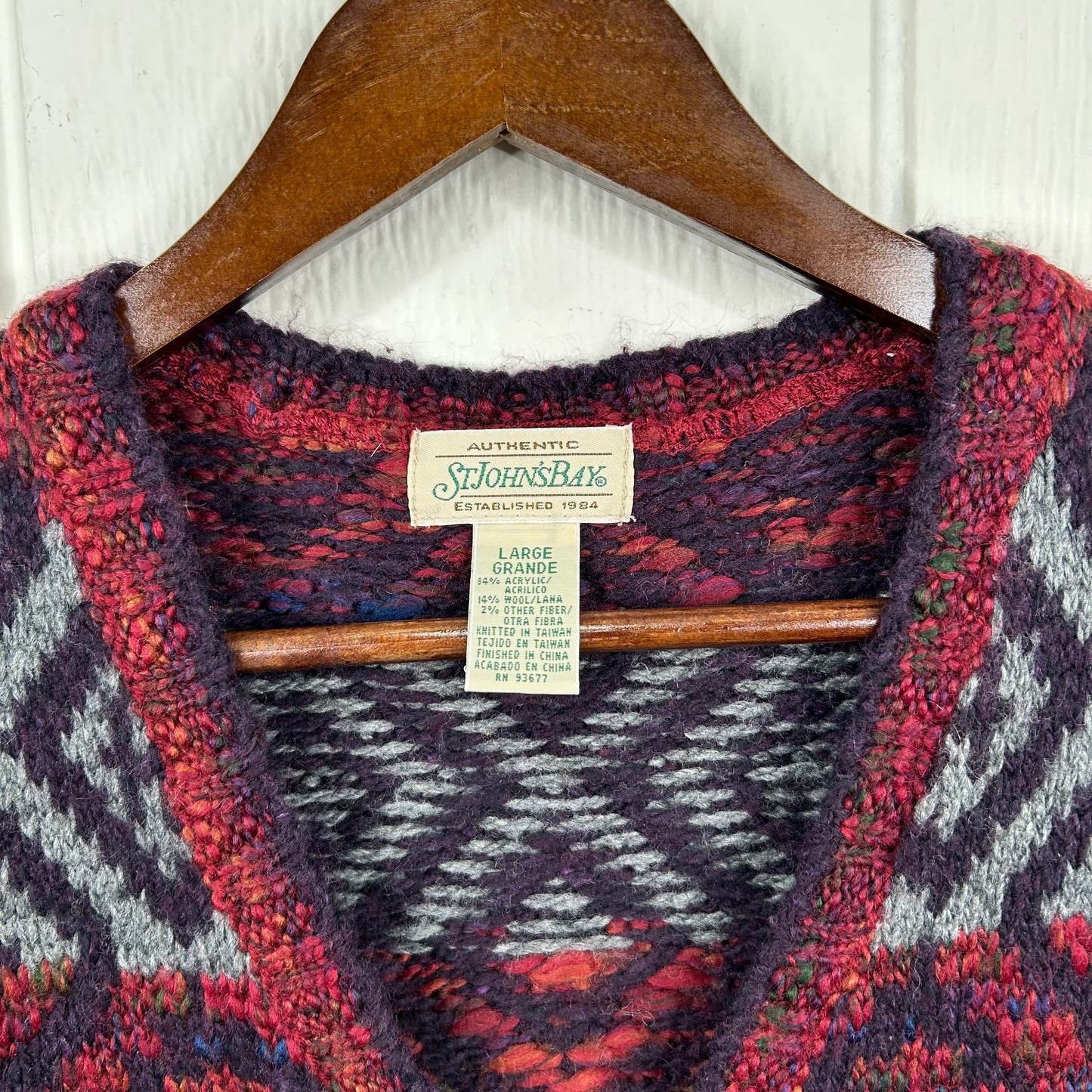 Vintage Aztec Style Zip-Up Sweater Vest (L)