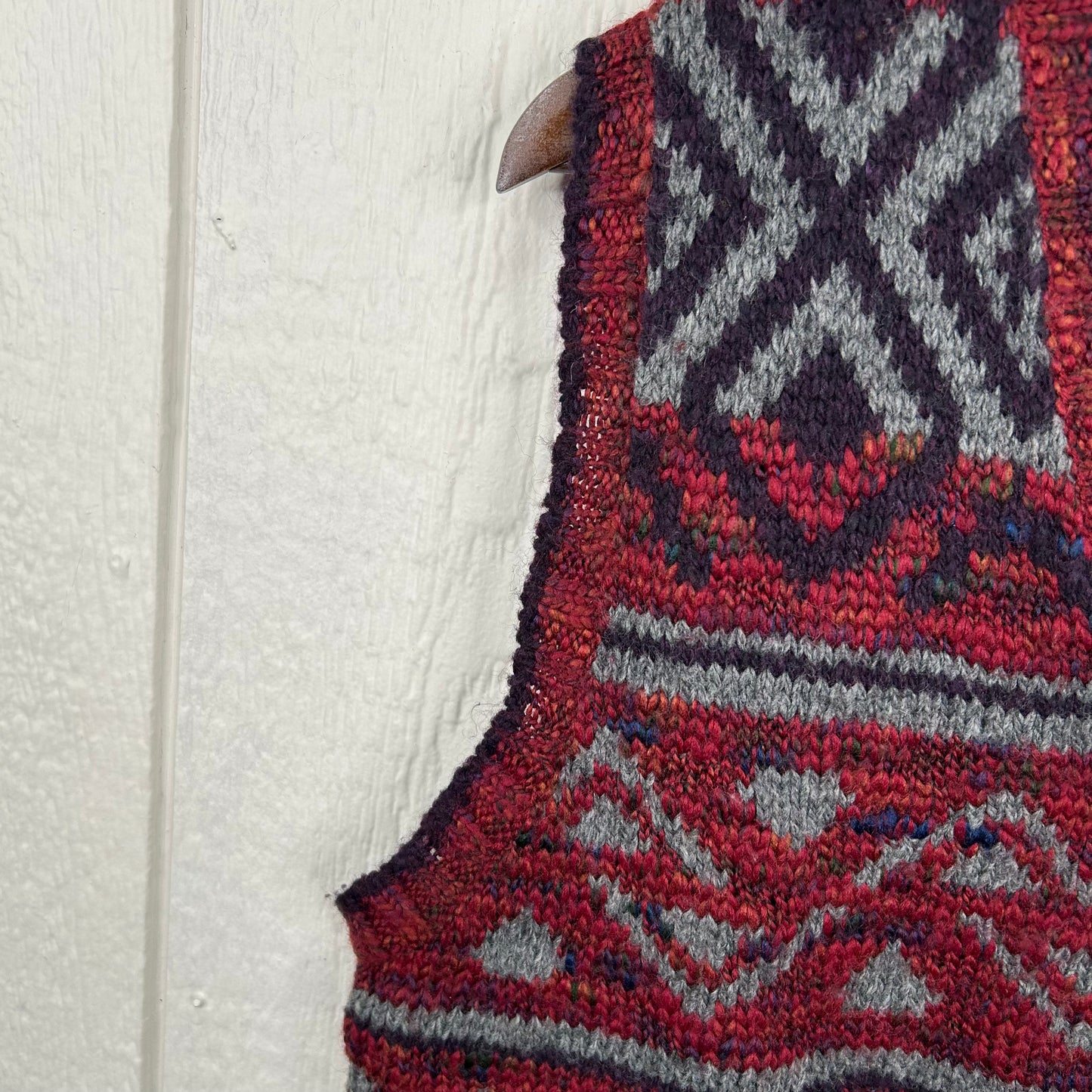 Vintage Aztec Style Zip-Up Sweater Vest (L)