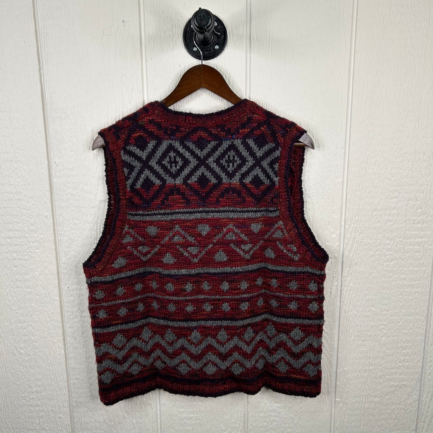 Vintage Aztec Style Zip-Up Sweater Vest (L)