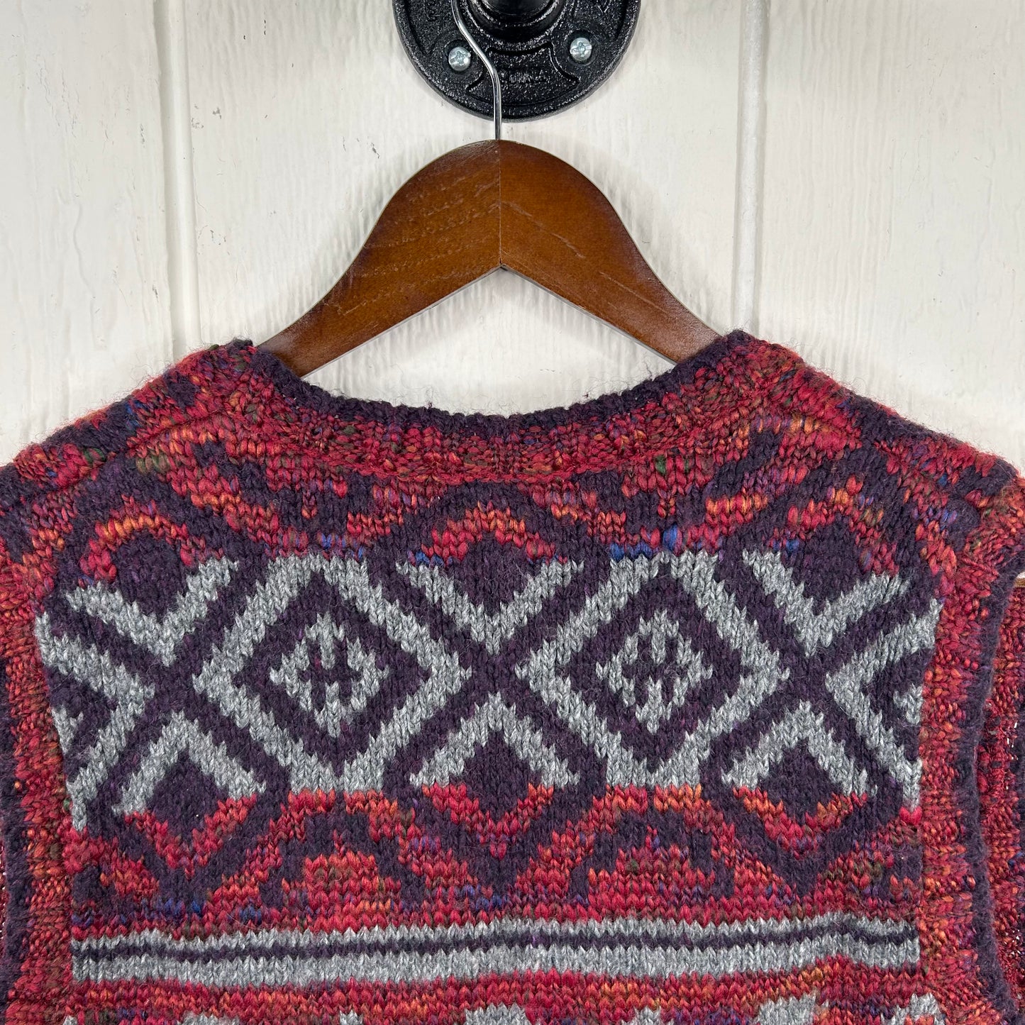 Vintage Aztec Style Zip-Up Sweater Vest (L)