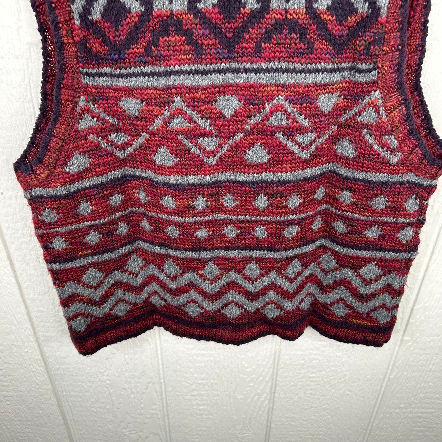 Vintage Aztec Style Zip-Up Sweater Vest (L)