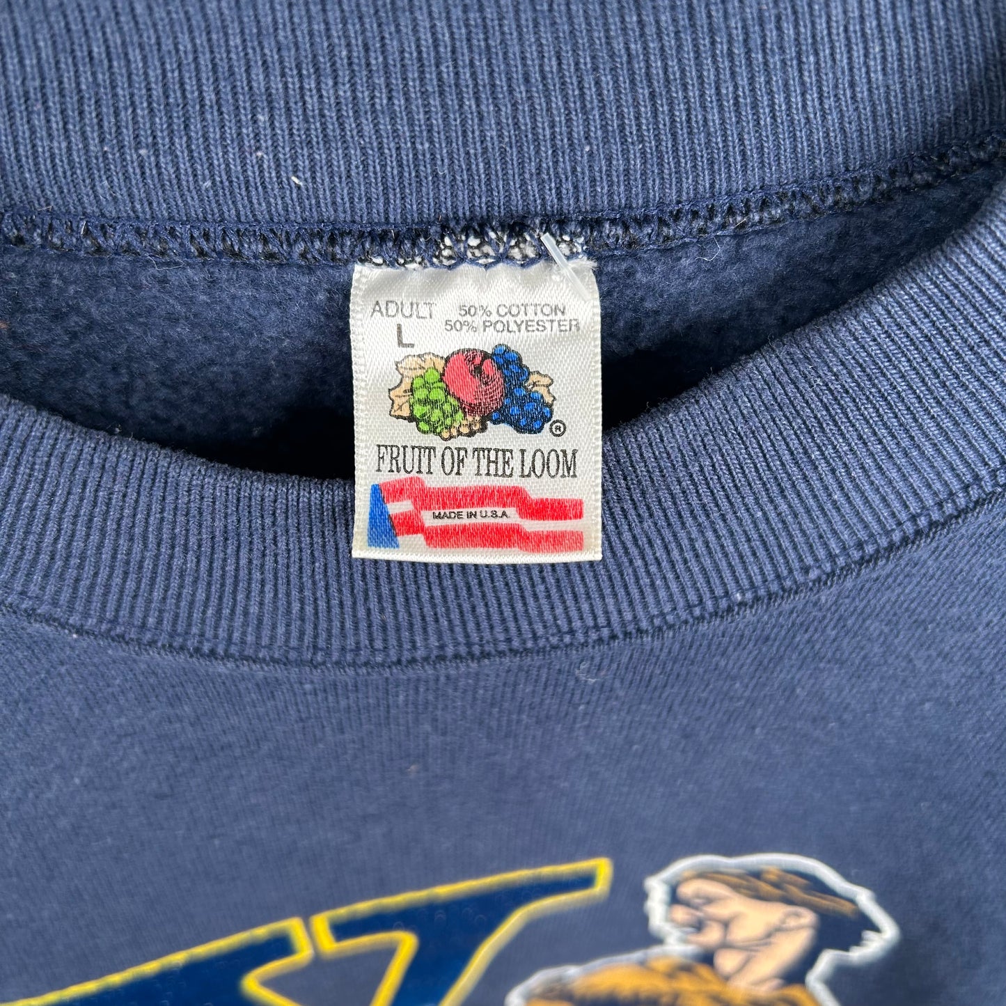 Vintage 90's WVU Mountaineers Spellout Graphic Crewneck (L)