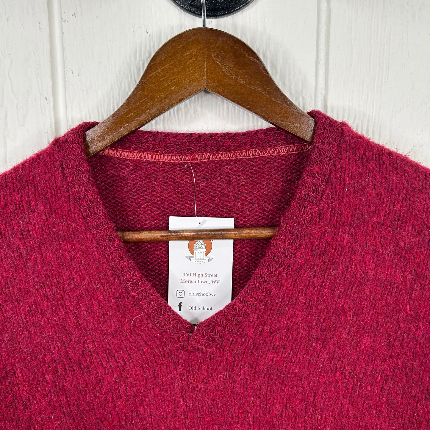 Vintage 80's Red V-Neck Wool Sweater (M)
