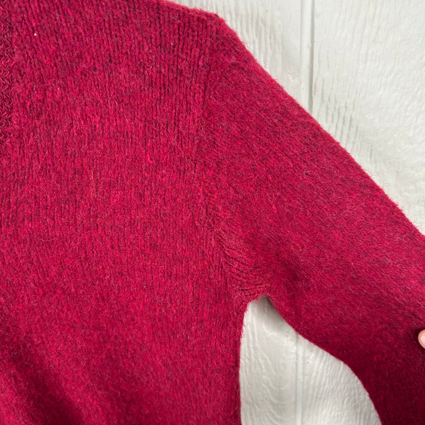 Vintage 80's Red V-Neck Wool Sweater (M)
