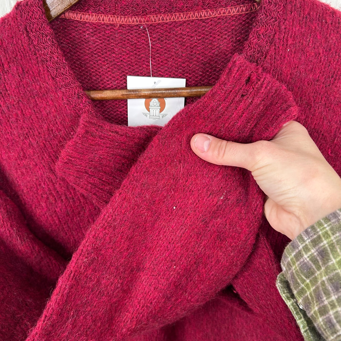 Vintage 80's Red V-Neck Wool Sweater (M)