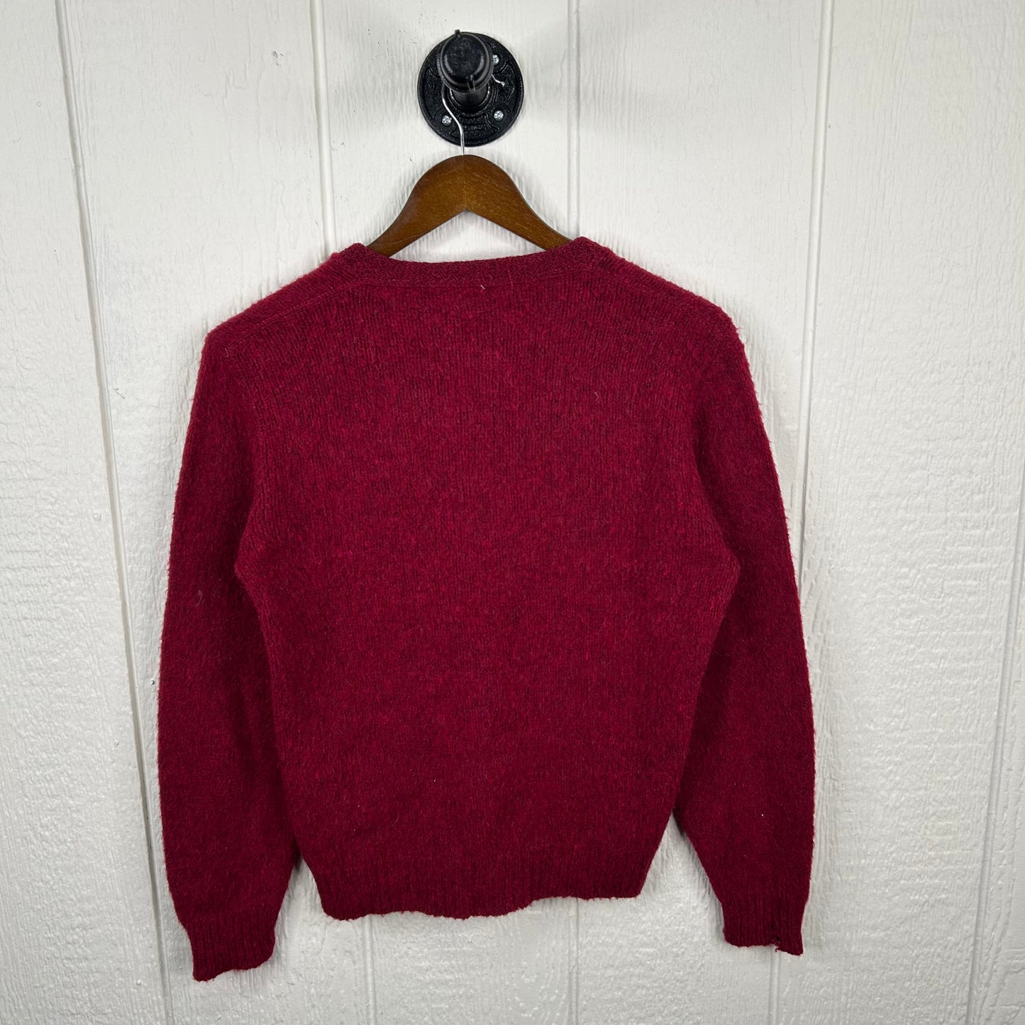 Vintage 80's Red V-Neck Wool Sweater (M)