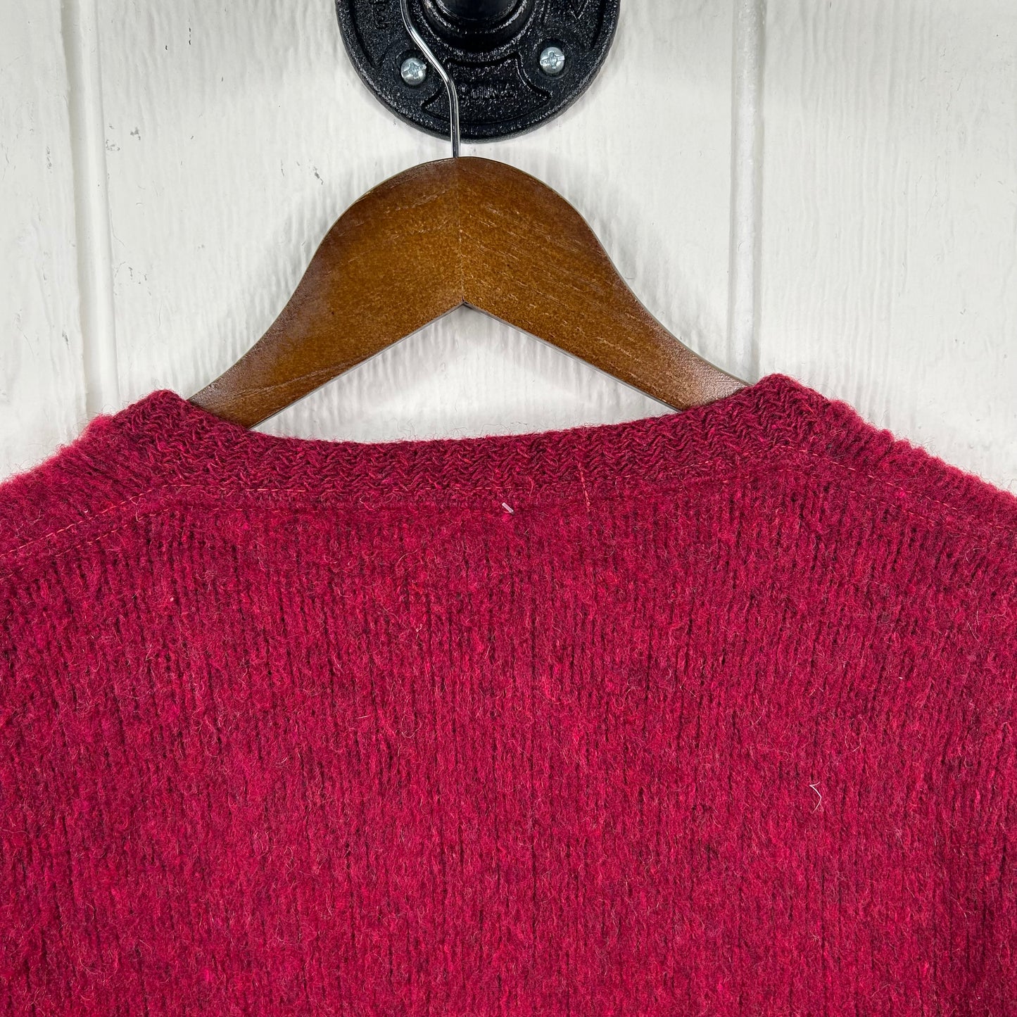 Vintage 80's Red V-Neck Wool Sweater (M)