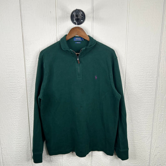 Vintage Polo Ralph Lauren Forest Green 1/4 Zip Sweatshirt (L)