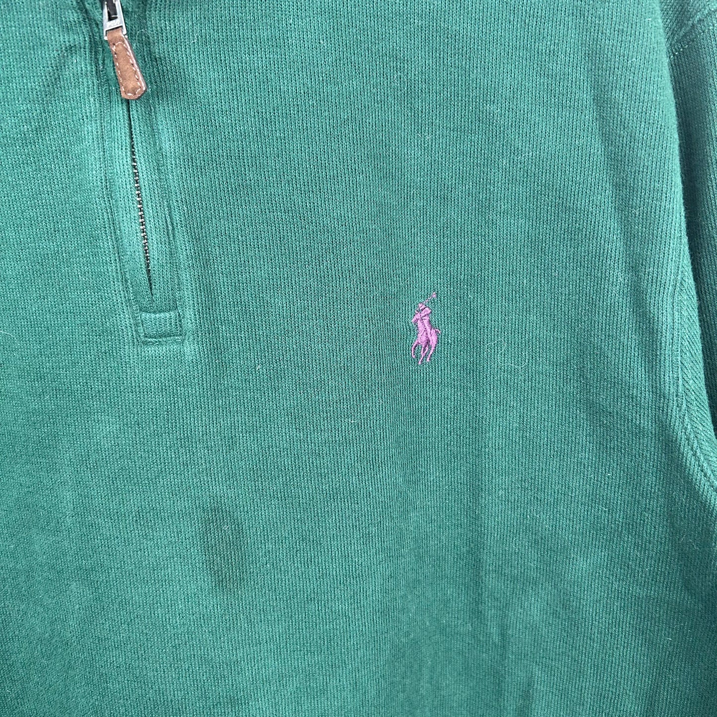 Vintage Polo Ralph Lauren Forest Green 1/4 Zip Sweatshirt (L)