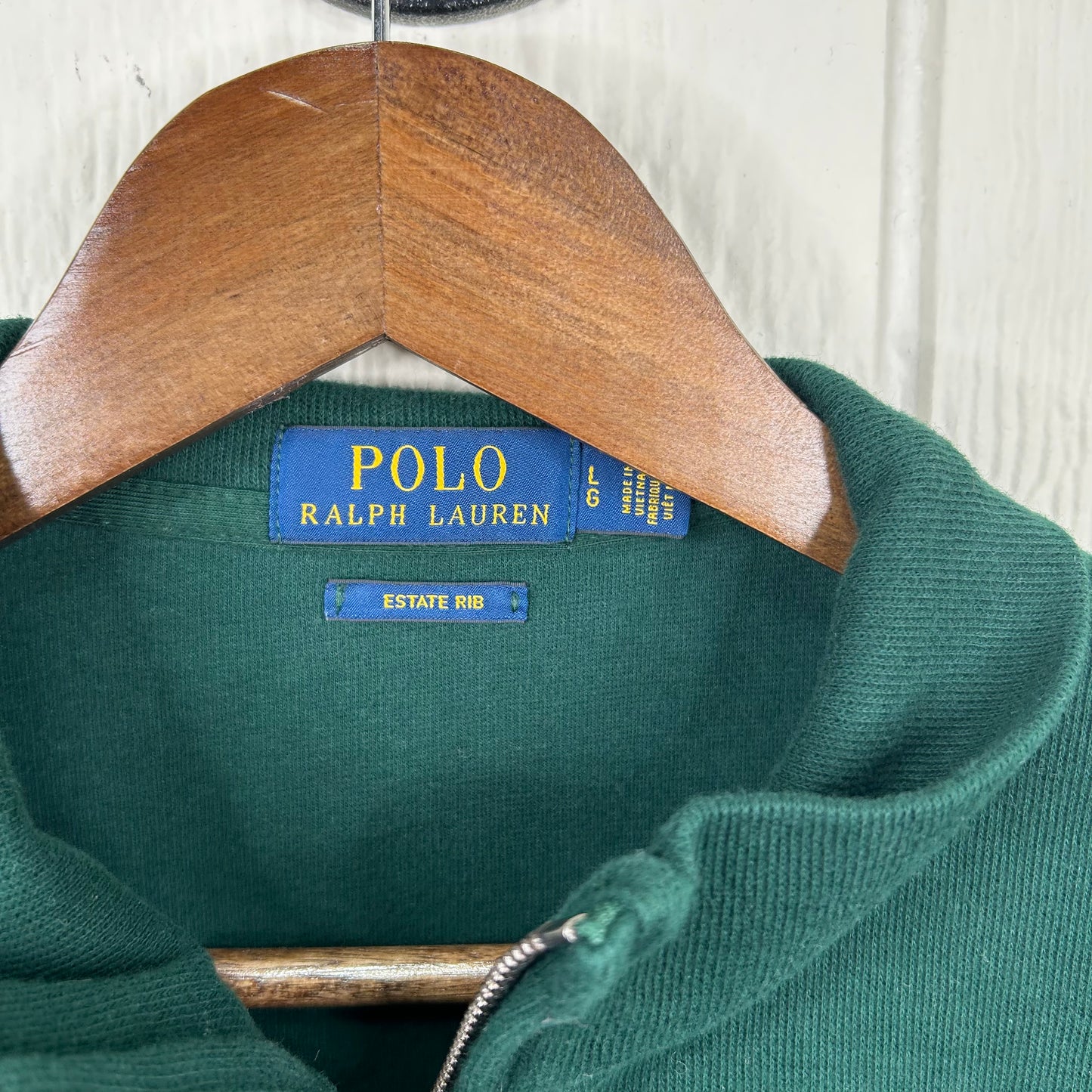 Vintage Polo Ralph Lauren Forest Green 1/4 Zip Sweatshirt (L)