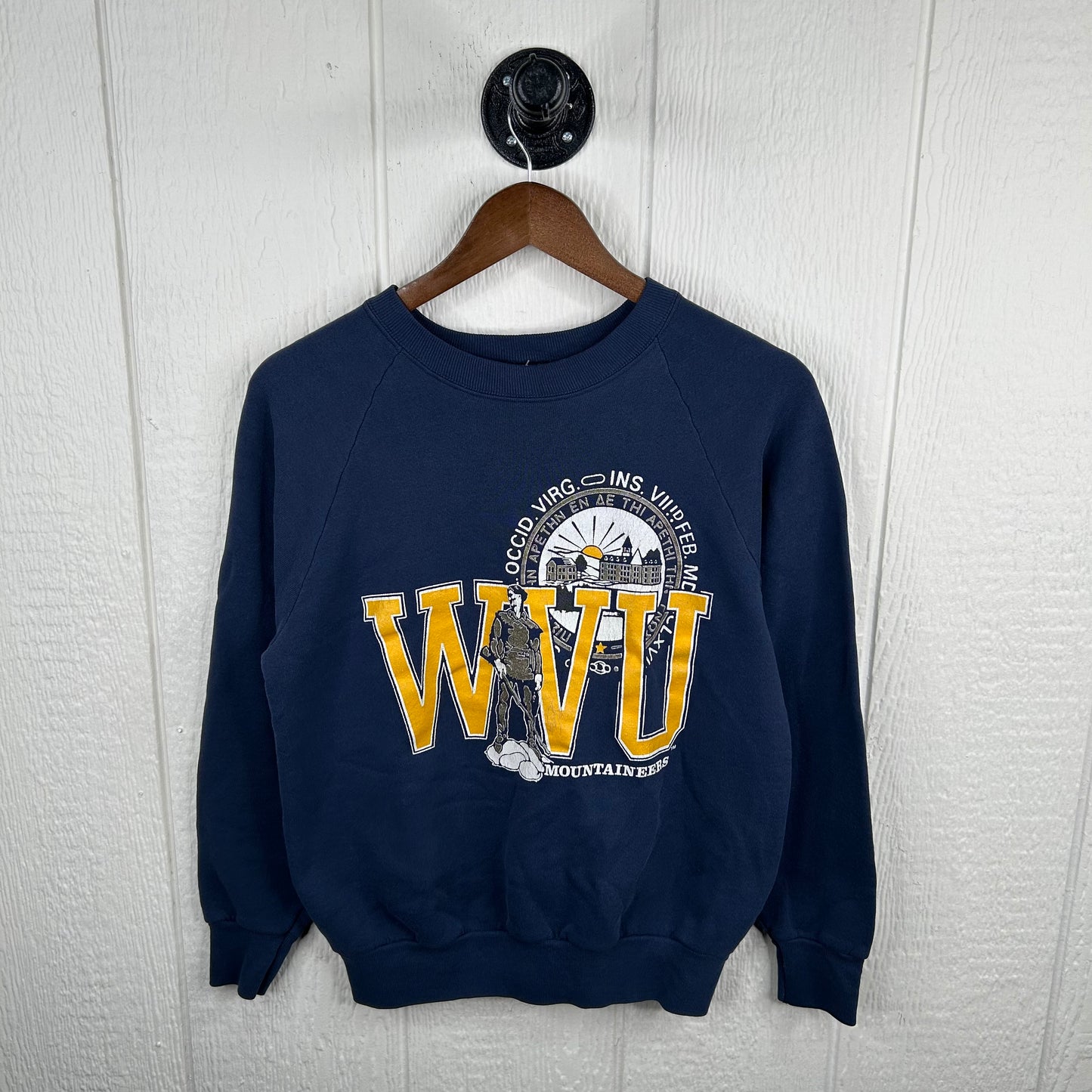Vintage 80's WVU Mountaineers Seal Graphic Crewneck (M)