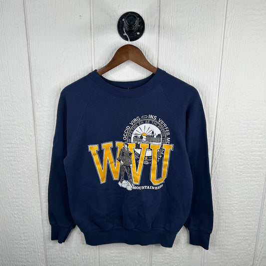 Vintage 80's WVU Mountaineers Seal Graphic Crewneck (M)