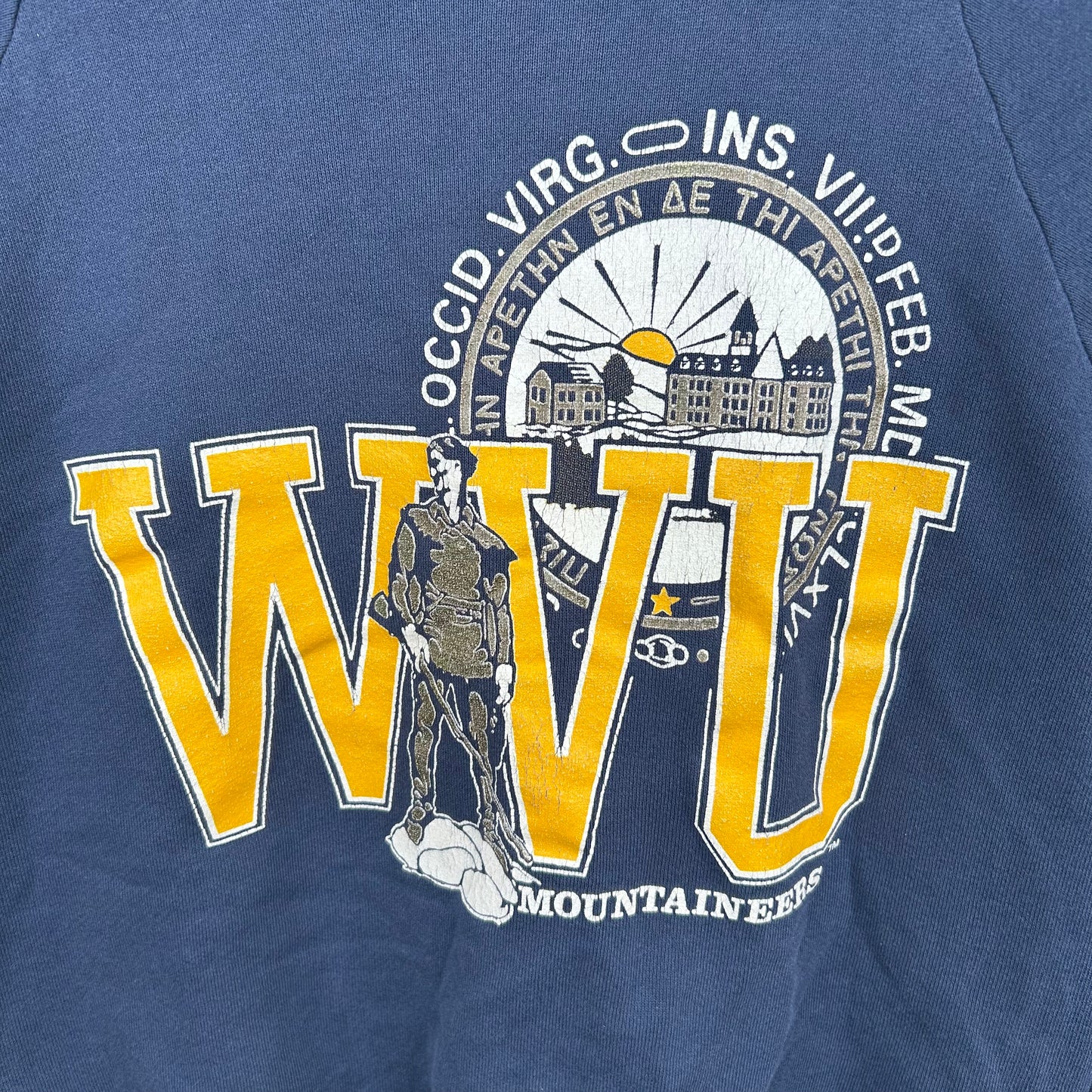 Vintage 80's WVU Mountaineers Seal Graphic Crewneck (M)