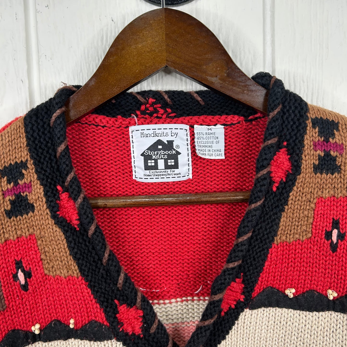 Vintage Heavyweight Knit Western Horse Button-Up Cardigan Sweater (M)