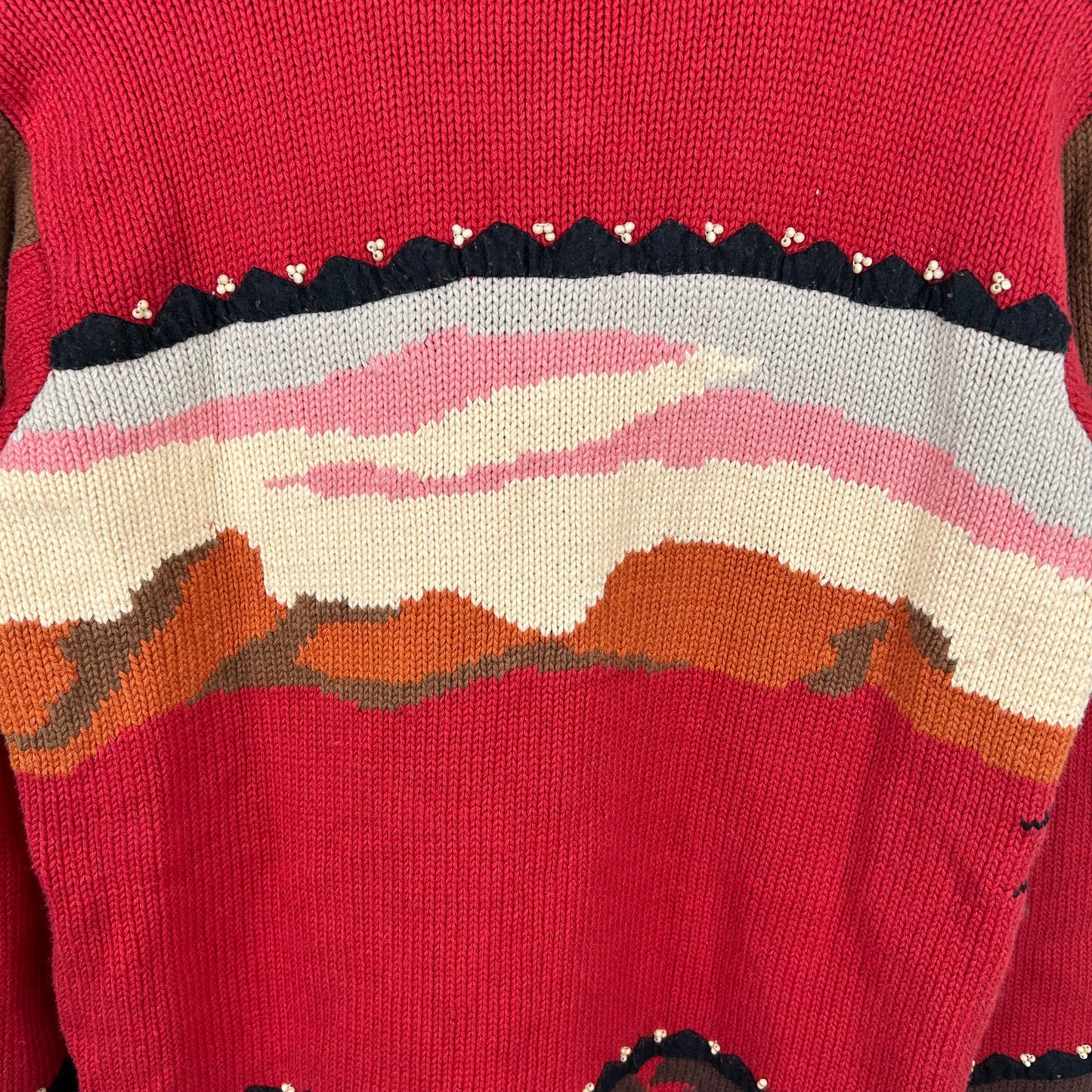 Vintage Heavyweight Knit Western Horse Button-Up Cardigan Sweater (M)