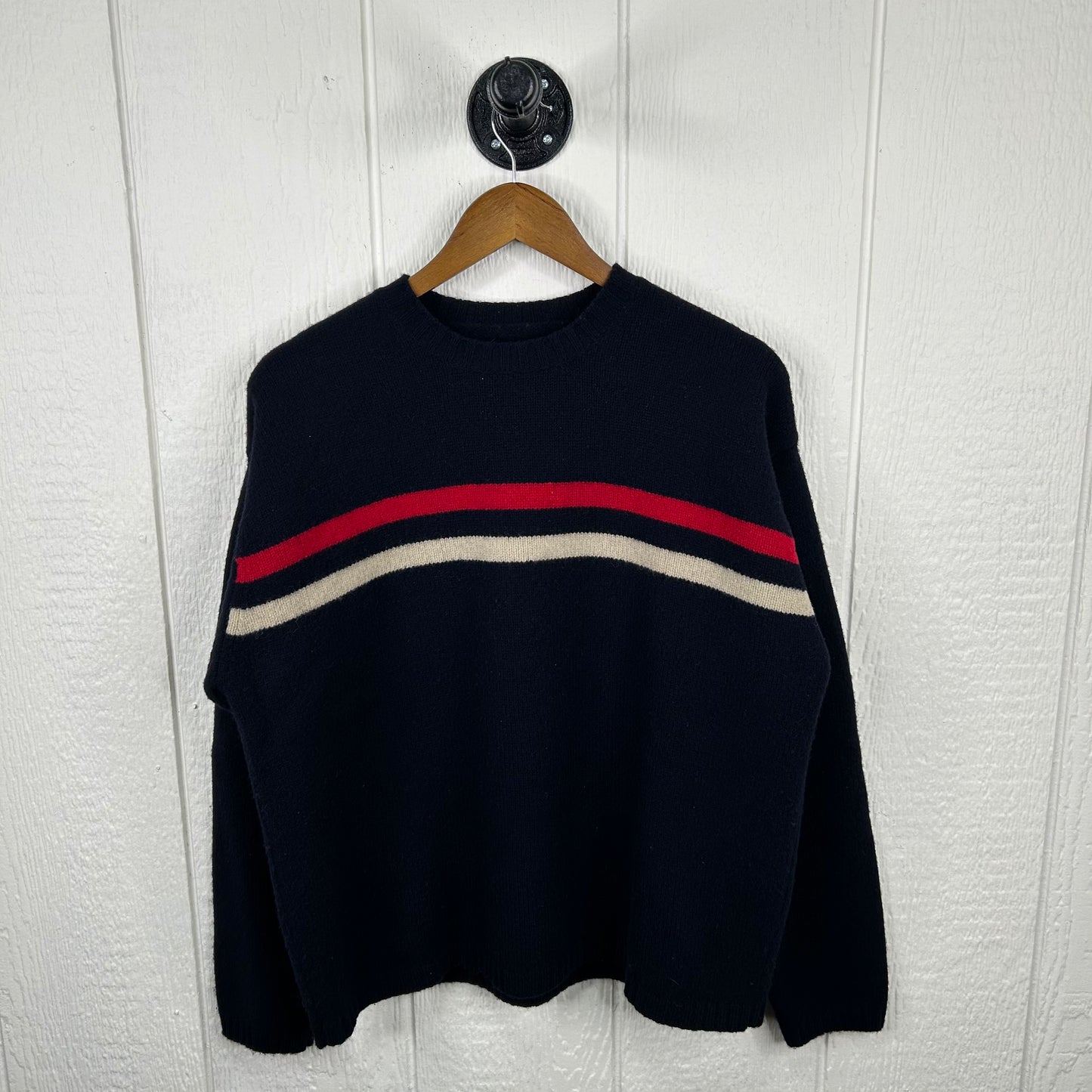Vintage 90's American Eagle Outfitters Navy Striped Wool Sweater (L)