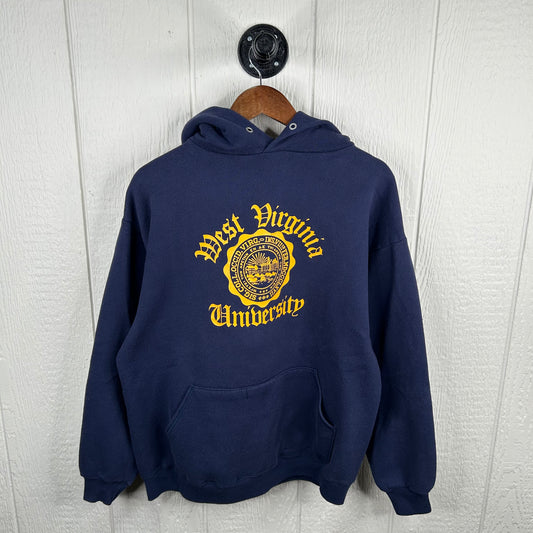 Vintage 80's Old English Font West Virginia University Hoodie (XL)