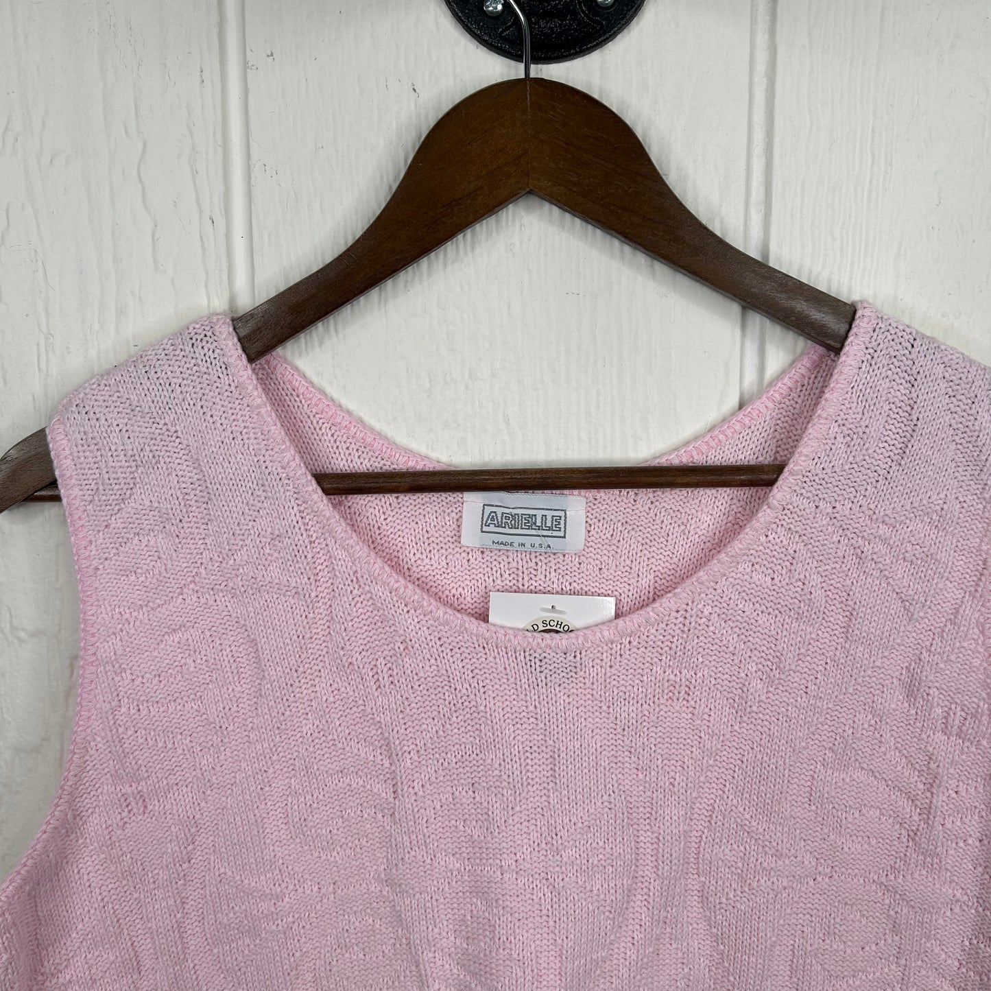 Vintage 80's Pink Knit Short Sleeve Sweater (L)