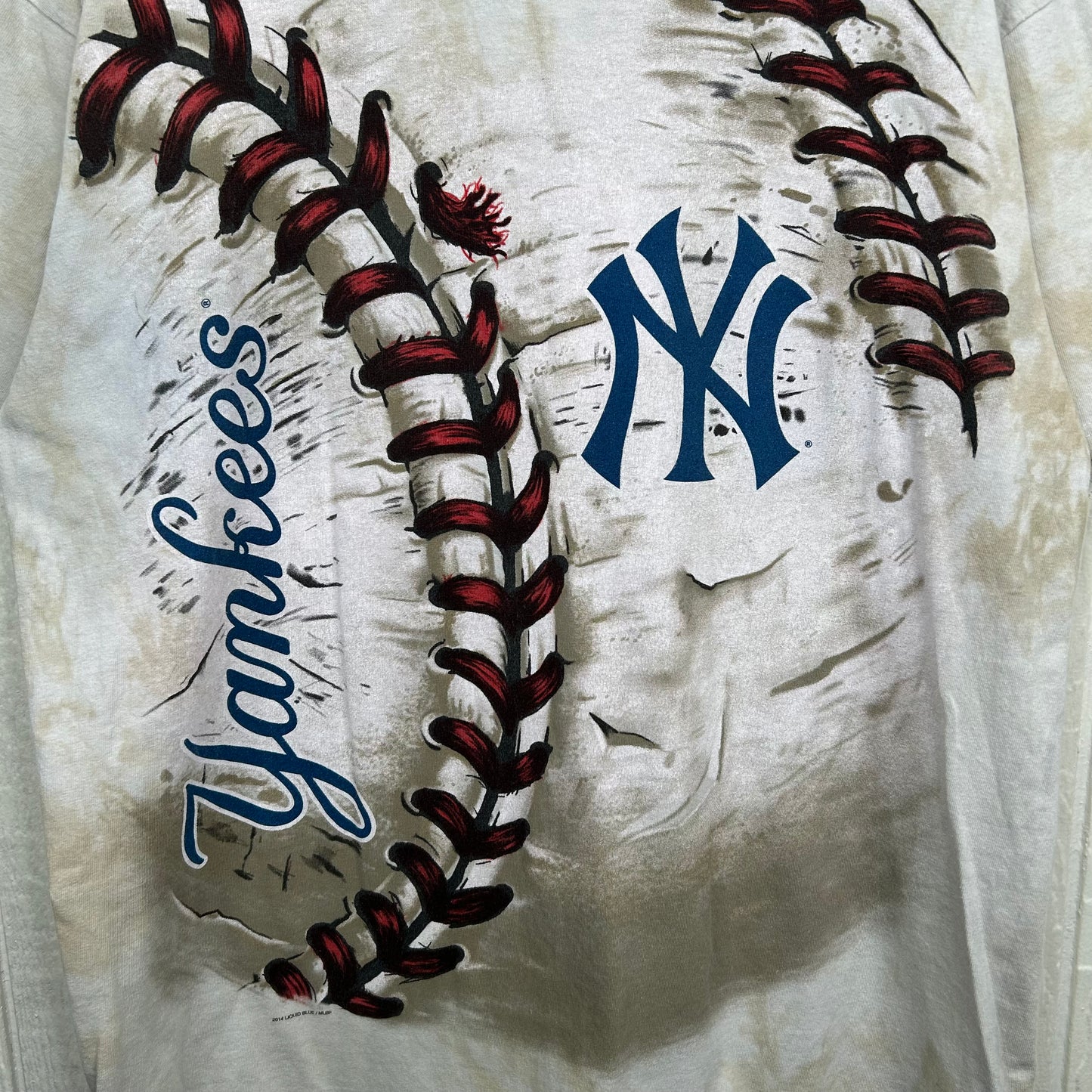 Y2K Liquid Blue New York Yankees Baseball Graphic Tee (XL)