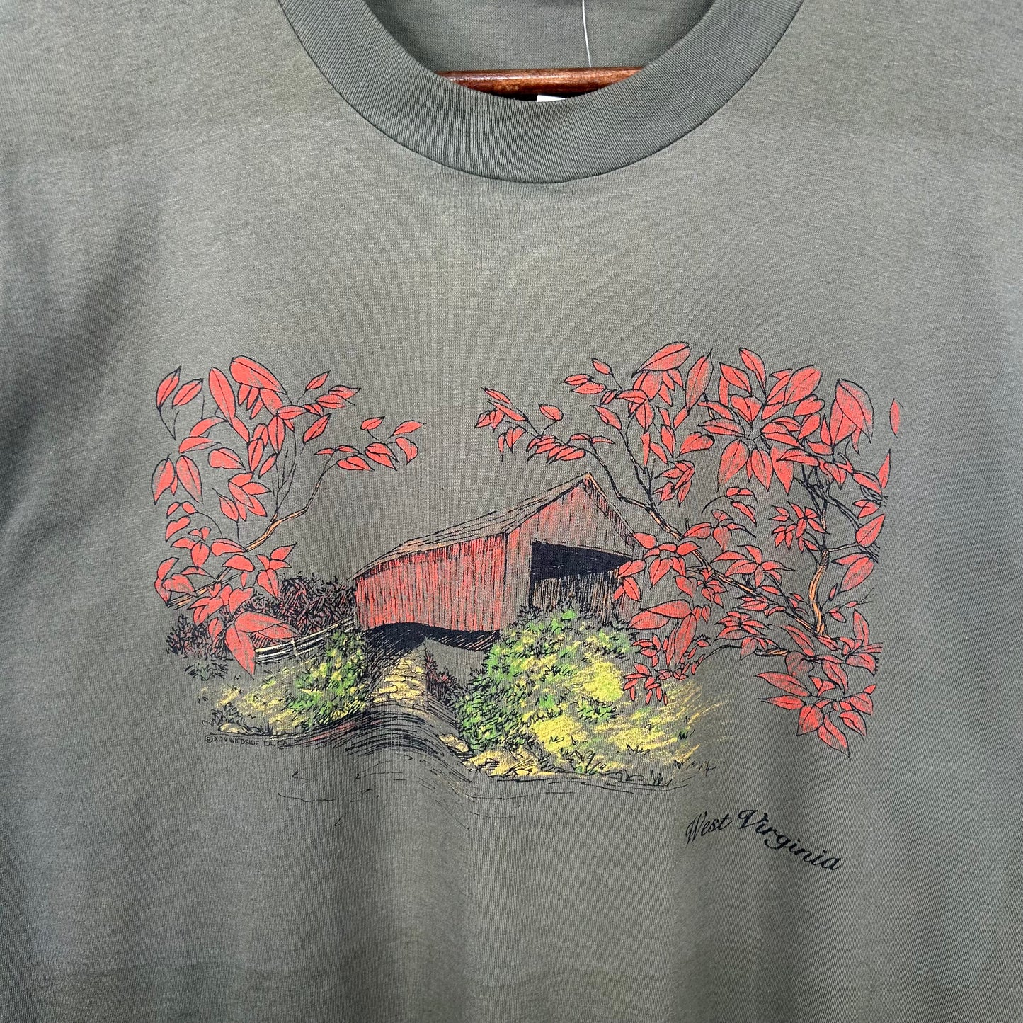 Vintage 80s West Virginia Covered Bridge Nature Tee (XL)