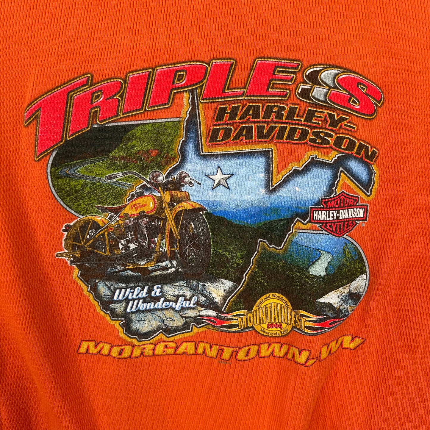 Y2K Triple S Harley Davidson Morgantown WV Thermal Long Sleeve Tee (M)
