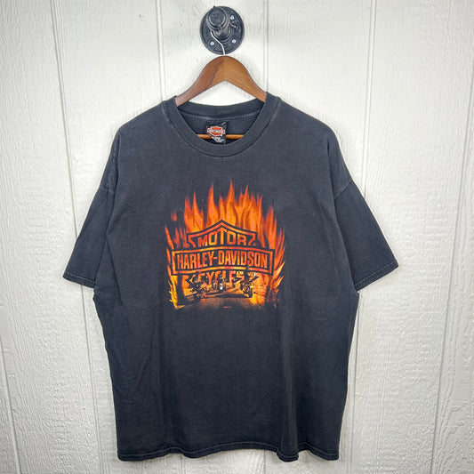 Y2K Harley Davidson Anaheim California Fireball Graphic Tee (XXL)