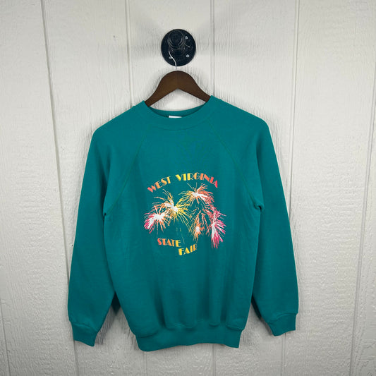 Vintage 90's West Virginia State Fair Fireworks Teal Green Crewneck (M)